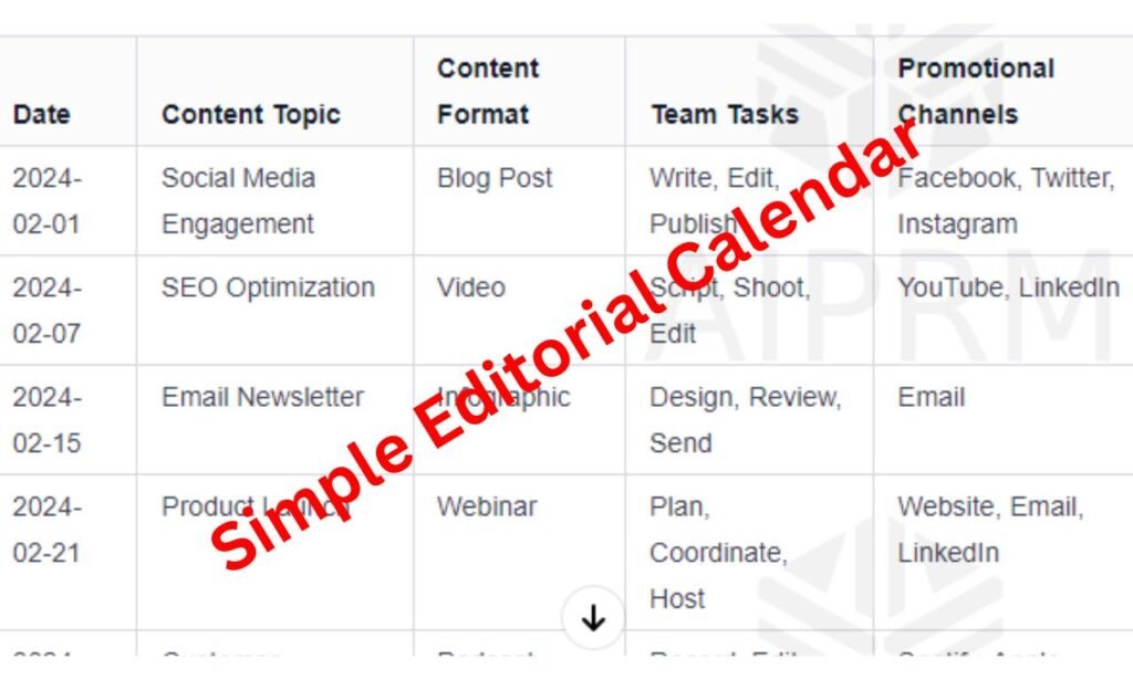 simple editorial calendar